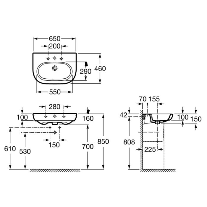 Умывальник Roca MERIDIAN-N 65*46см