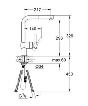 MINTA змішувач для кухні, одноважільний