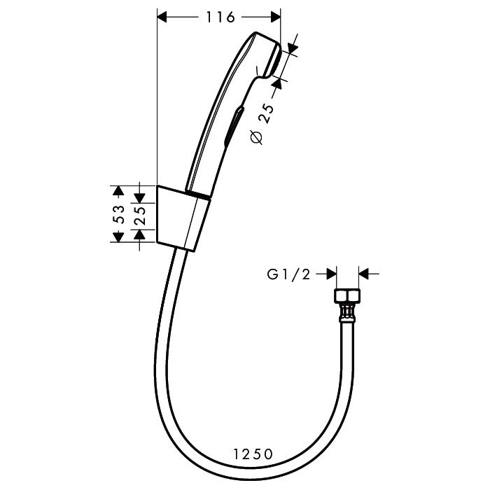Гігієнічний душ Hansgrohe, зі шлангом 1,25 м та тримачем