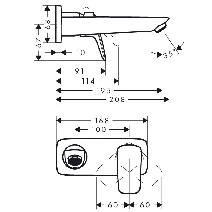 LOGIS змішувач для умивальника, настінний, хром