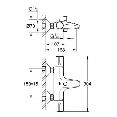 GROHTHERM 800 термостат для ванни 1/2", настінний монтаж