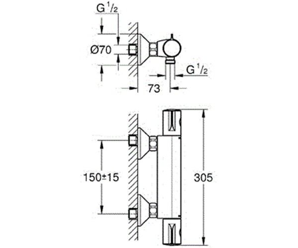 GROHTHERM 800 термостат для душу 1/2", настінний монтаж