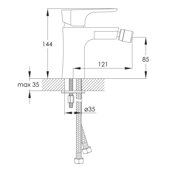VALTICE смеситель для биде, хром, 35 мм