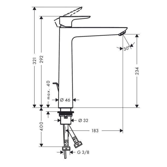 TALIS E смеситель для умывальника высокий