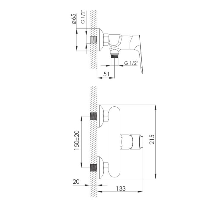 KUCERA змішувач для душу, хром, 35 мм