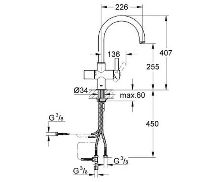 BLUE PURE змішувач для кухні, одноважільний