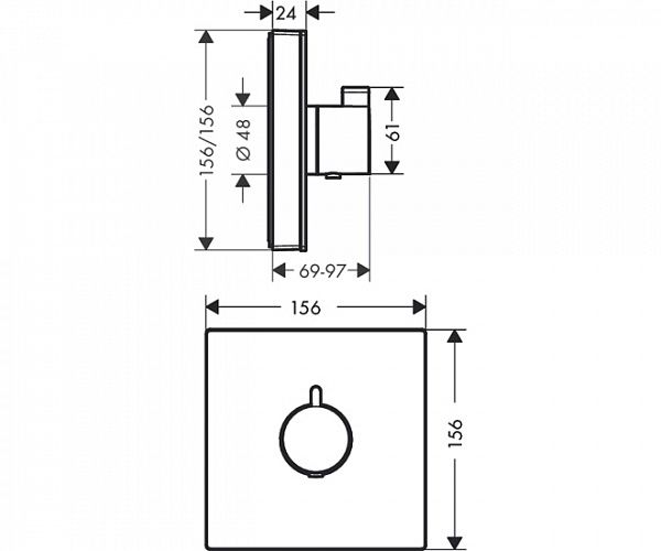 ShowerSelect  Highflow Термостат с высокой прускной способностью, скрытый монтаж, белый/хром