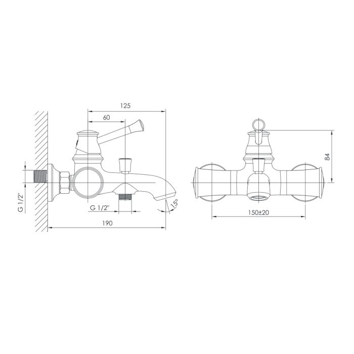 PODZIMA LEDOVE змішувач для ванни, 35 мм