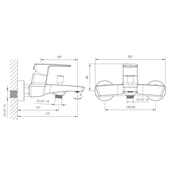 GRAFIKY змішувач для ванни, 35 мм