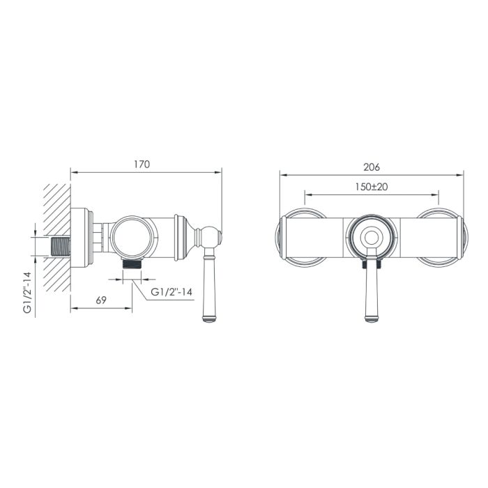 HYDRANT змішувач для душу, 35 мм