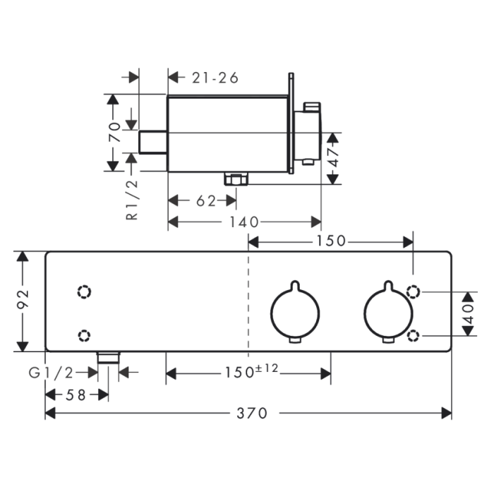 SHOWERTABLET 350 термостат для душу, на 1 користувач хром, білий