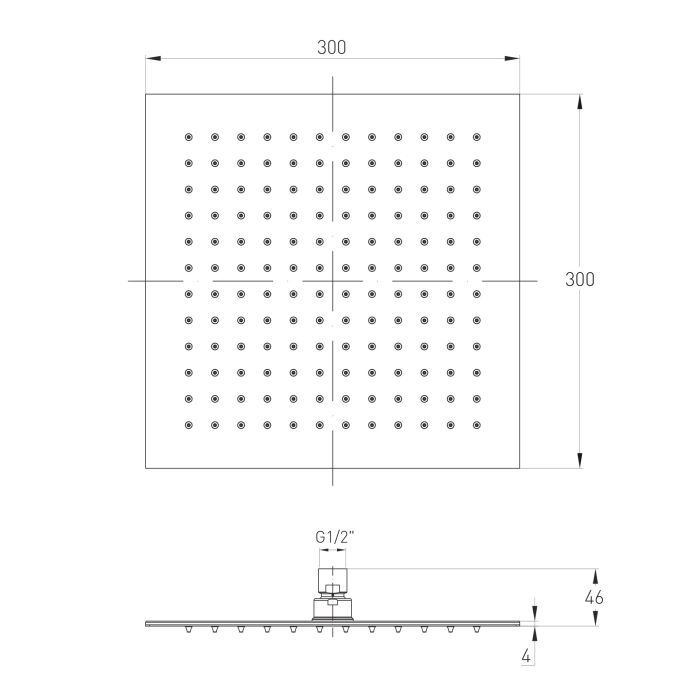 Верхній душ Volle CASCADA R75 300*300*4мм, SS, хром