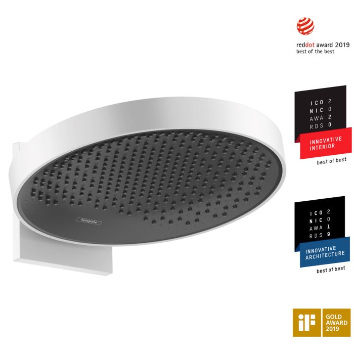 Верхній душ Hansgrohe RAINFINITY 360 1jet із настінним з'єднувачем, білий матовий