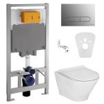 Набор инсталляционный: GAP ROUND Rimless унитаз подвесной, сиденье Slim slow-closing, Volle MASTER инсталляция 4в1, клавиша хром