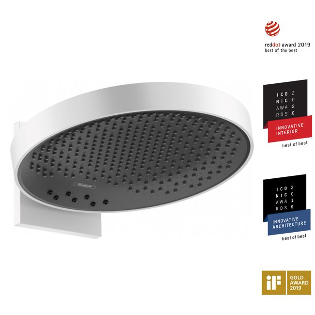 Верхній душ Hansgrohe RAINFINITY 360 3jet із настінним з'єднувачем, білий матовий