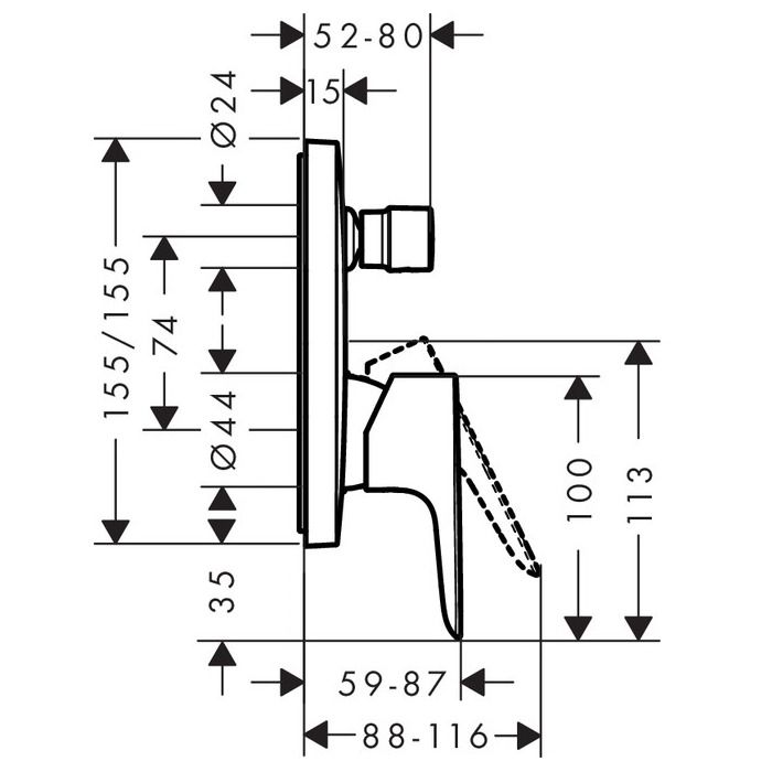 Talis E Смеситель для ванны, однорычажный, скрытого монтажа, матовый черный
