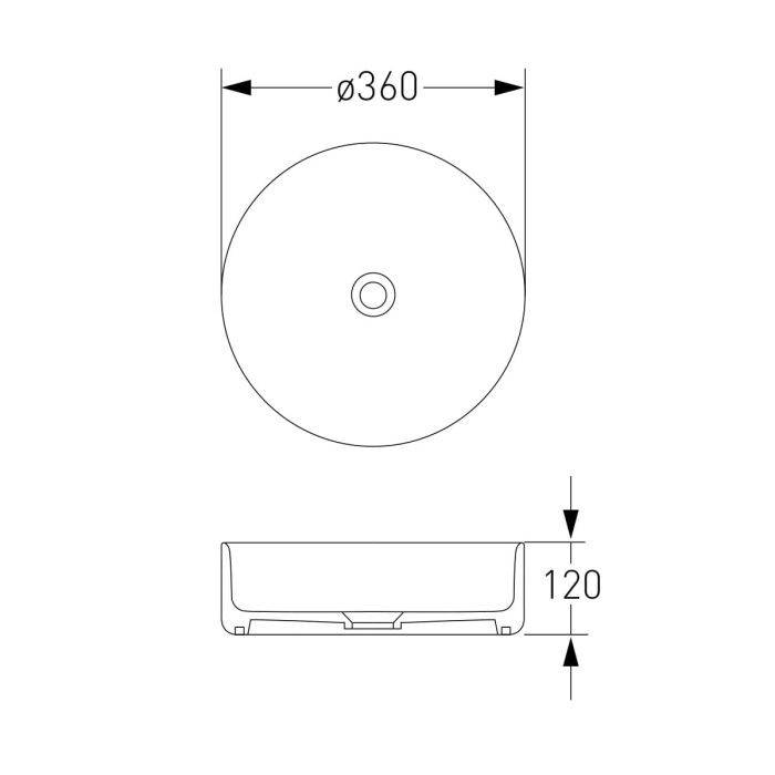 Умывальник круглый Volle 36*36*12см накладной, золото/белый