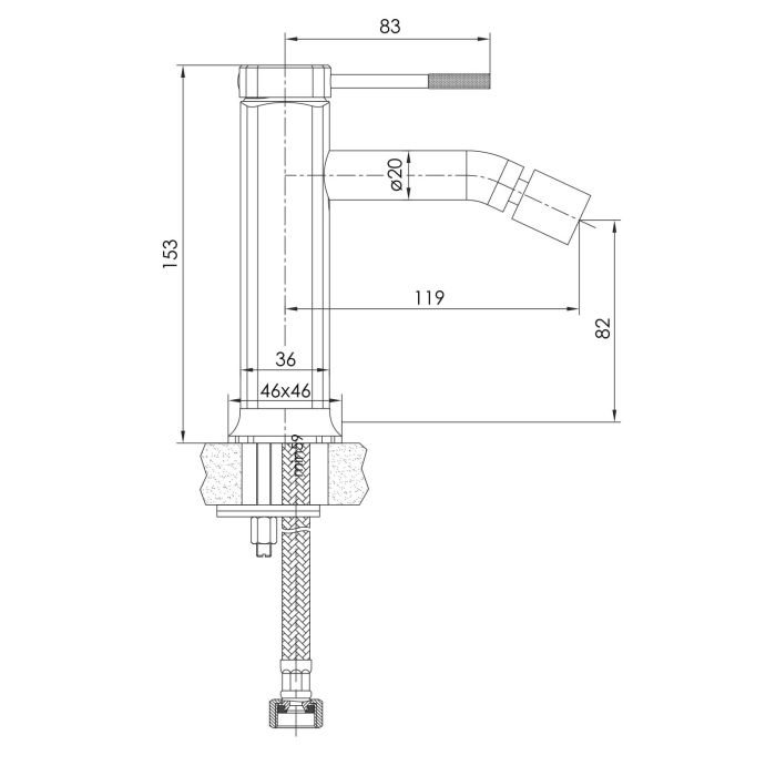 BRENTA смеситель для биде, никель, 25 мм