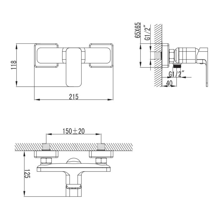 BILOVEC змішувач для душу, чорний матовий, 35 мм
