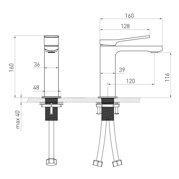 SOLO змішувач для умивальника, cepillado bronce