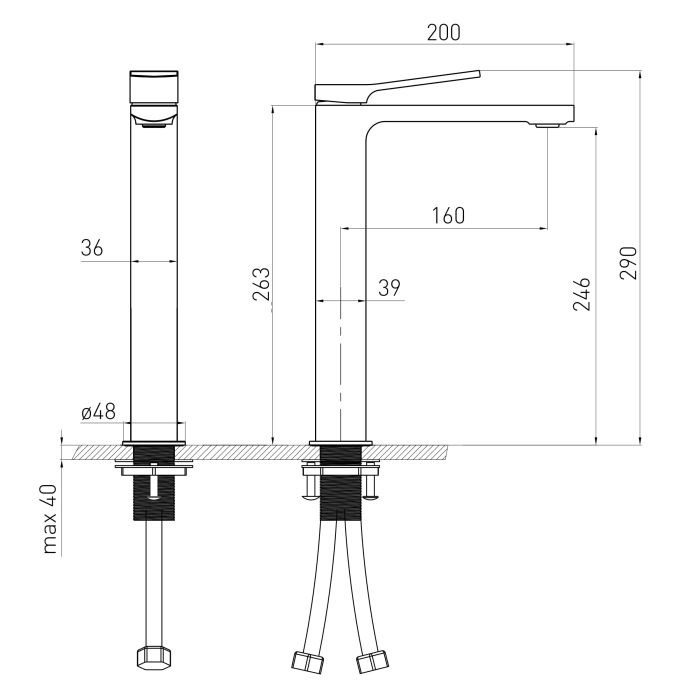 SOLO змішувач для умивальника високий, нікель