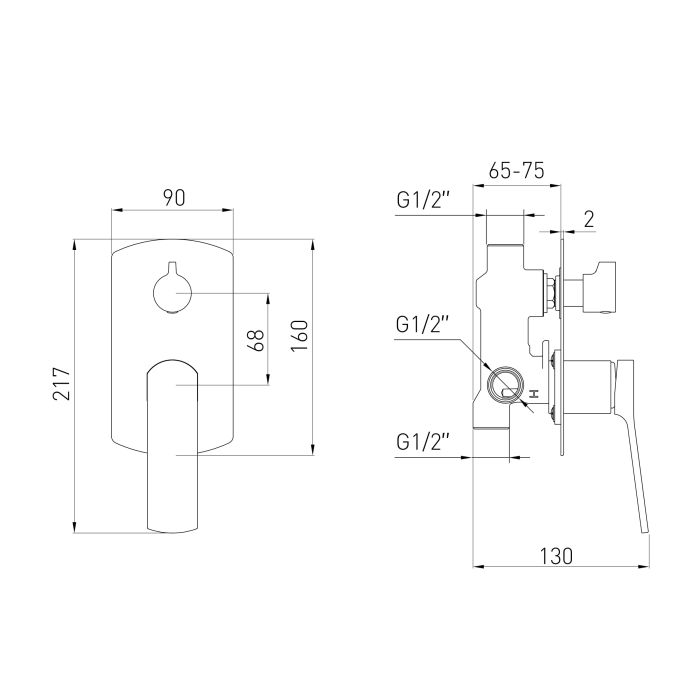 SOLO смеситель для ванны скрытого монтажа, 30мм, cromo