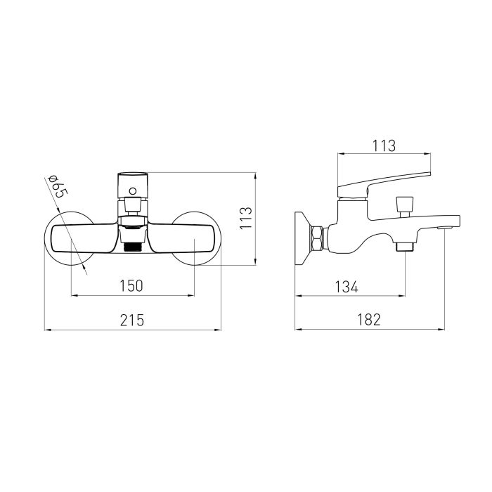CANTE змішувач для ванни, 30мм,  cepillado n?quel