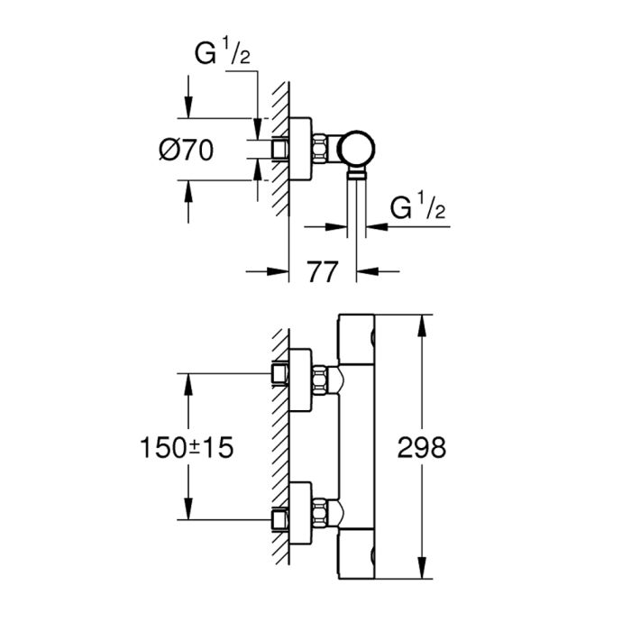 GROTHERM 800 Cosmopolitan термостат для душу, хром