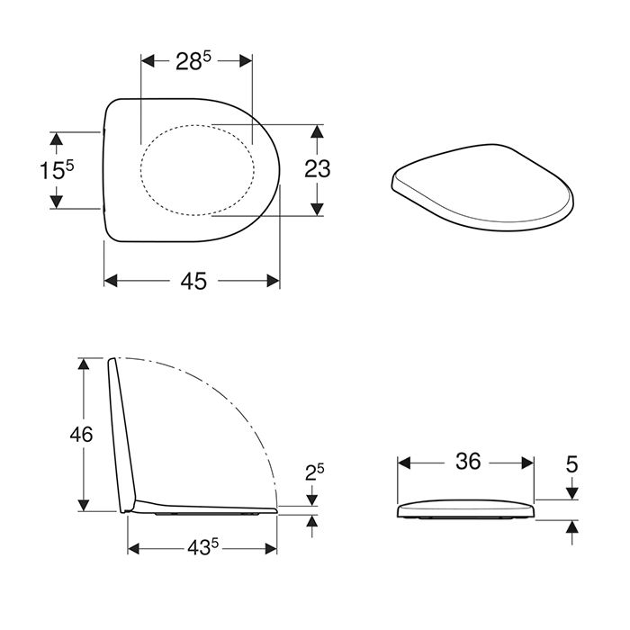 Сидіння з кришкою для унітазу Geberit SELNOVA Square, кріплення зверху, slow closing