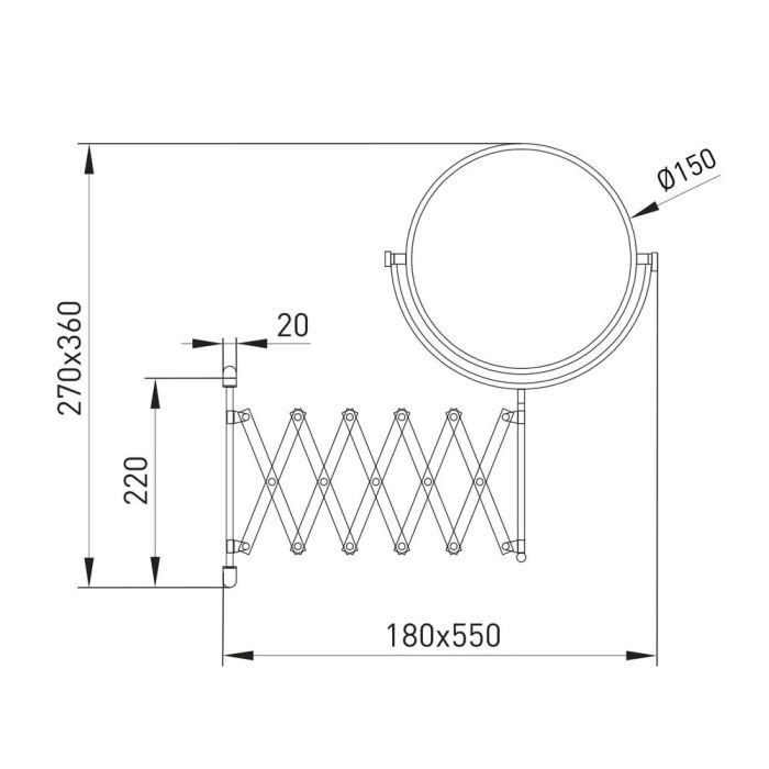 Дзеркало кругле Volle, підвісне, cromo