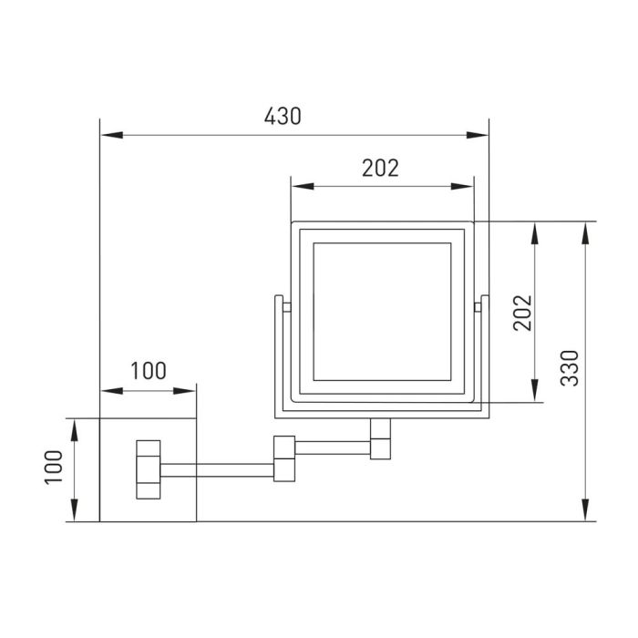 Зеркало квадратное Volle с подсветкой, с датчиком движения, подвесное, cromo