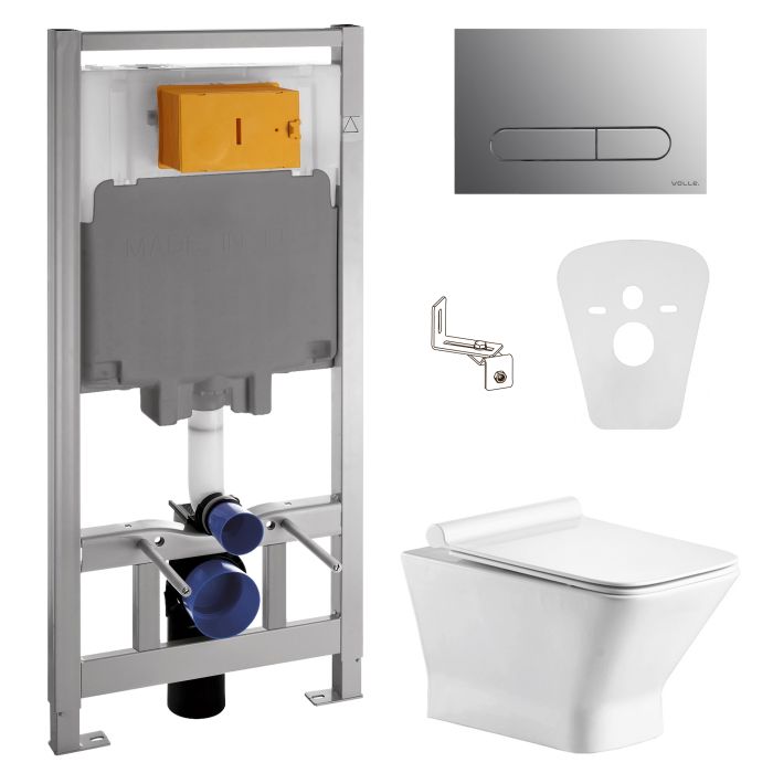 Набор инсталляционный: LEON Rimless унитаз подвесной, сиденье Slim slow-closing, VOLLE MASTER инсталляция, клавиша хром