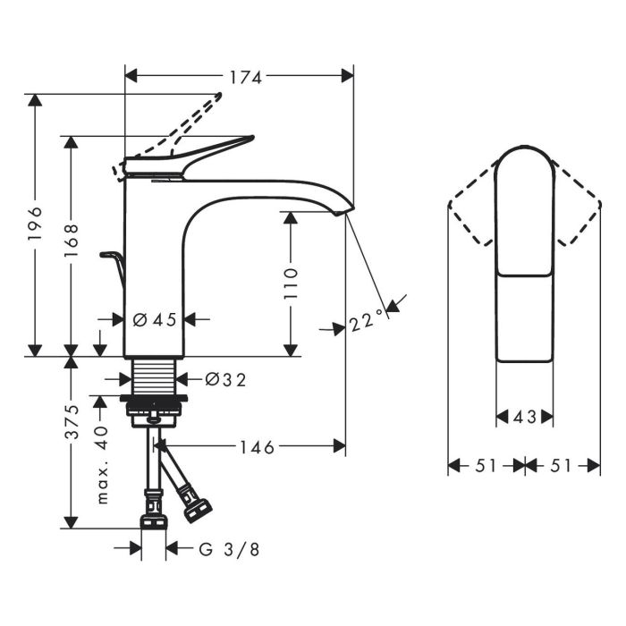Змішувач для умивальника HANSGROHE VIVENIS 110