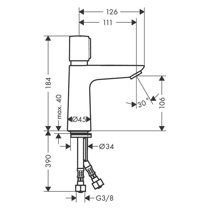 TALIS E змішувач для умивальника, натискний