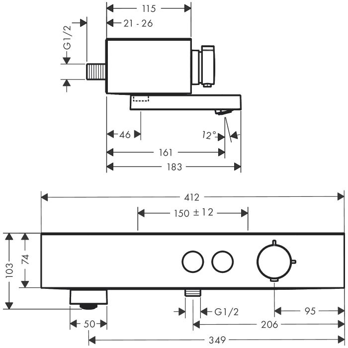 Термостат для ванни Hansgrohe PULSIFY, чорний матовий