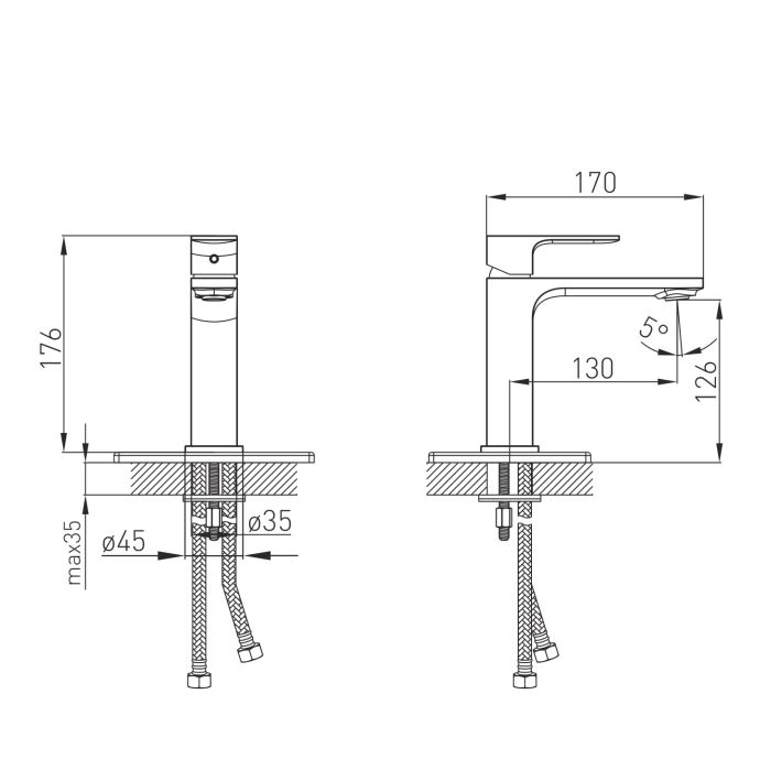 Смеситель для умывальника Volle de la noche LEON, чёрный матовый