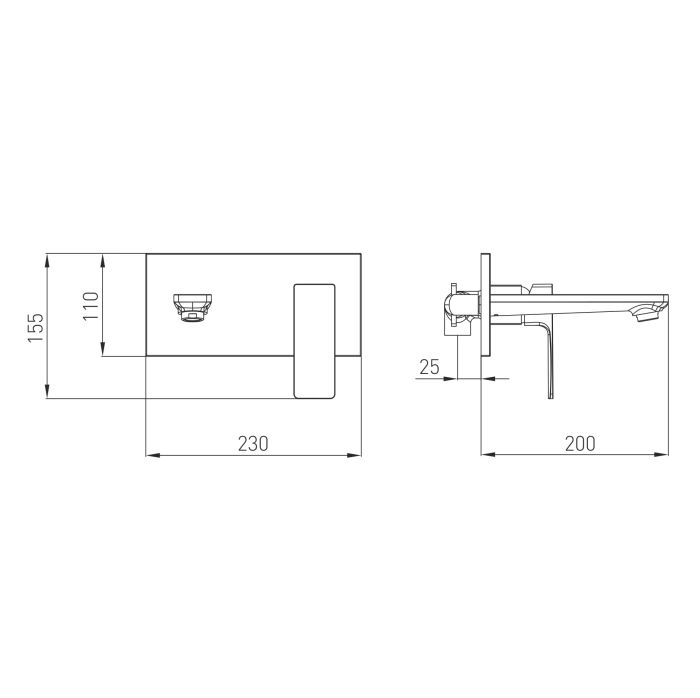 Змішувач для умивальника настінний Volle LEON, хром
