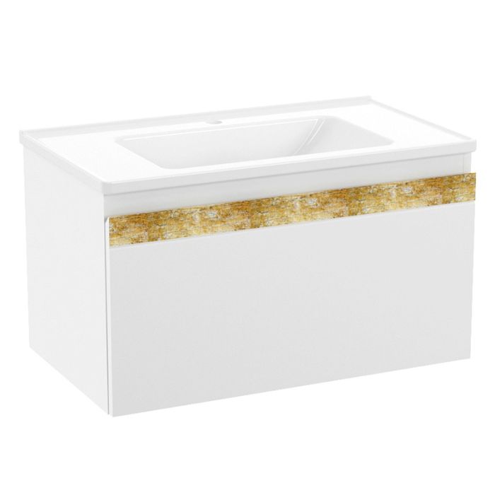 Комплект мебели Volle CLASSIC NEO 80см, blanco: тумба подвесная, 1 ящик + умывальник мебельный