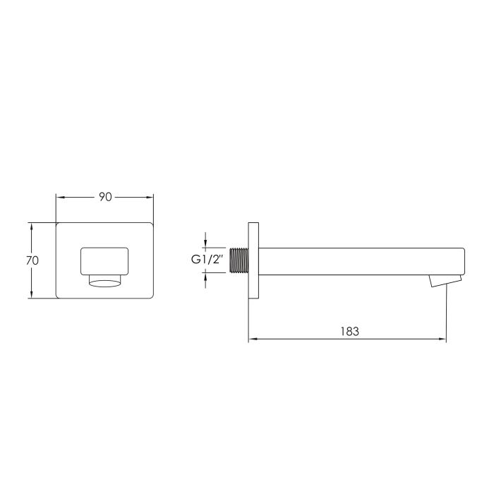 Вилив Imprese SMART CLICK 200 мм, квадрат, латунь, чорний
