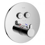 SMART CLICK змішувач для душу, термостат, прихований монтаж, 2 режими, кнопки з регулюванням потоку, кругла накладка, латунь, хром