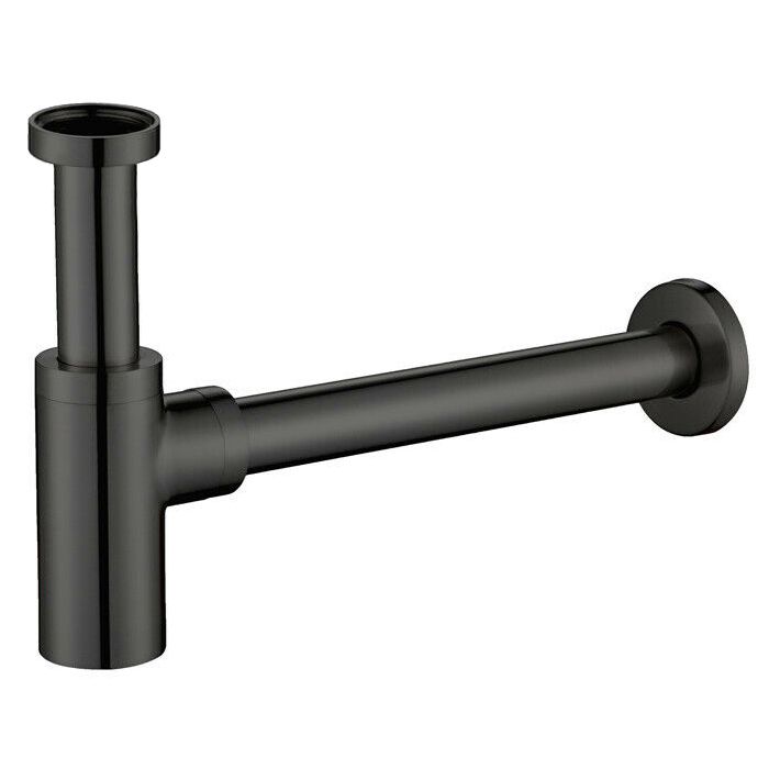 Сифон для умивальника Volle з циліндричною колбою, латунь, 1 1/4", патрубок Ø32 мм, pistola gris