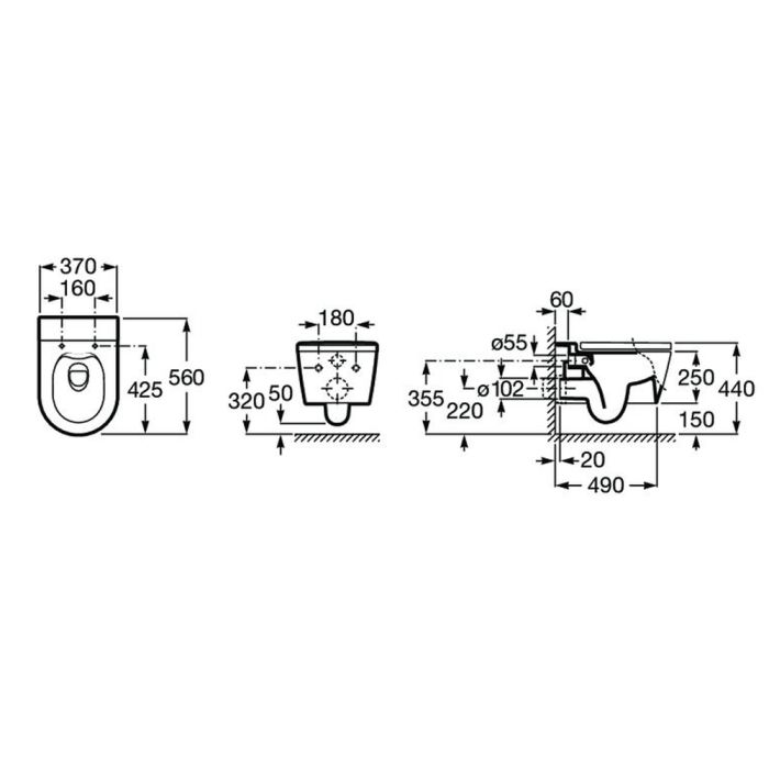 Унитаз подвесной Roca INSPIRA ROUND Rimless, без сидения, бежевый