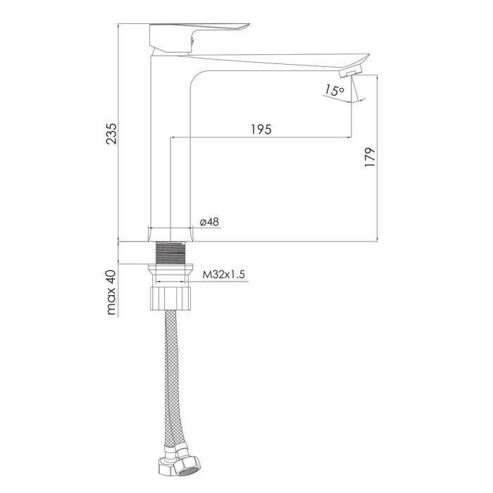VACLAV змішувач для умивальника високий, чорний матовий