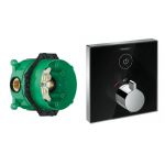 SHOWERSELECT термостат для одного споживача, скляний, см, чорний/хром+IBOX universal прихована частина для змішувача (у ПОДАРУНОК)