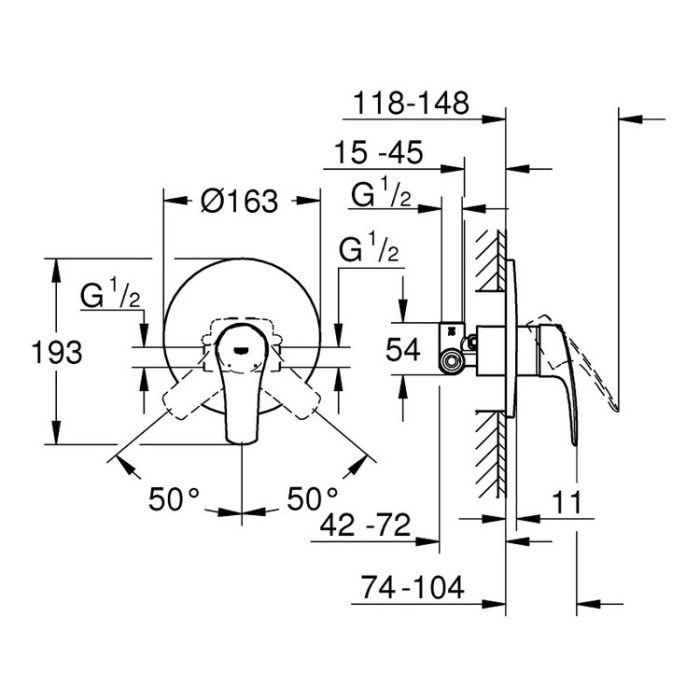 Змішувач для душу Grohe EUROSMART New, прихованого монтажу