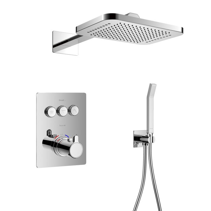 Душевая система Imprese SMART CLICK скрытого монтажа, термостат 3 функции, форма Q, хром