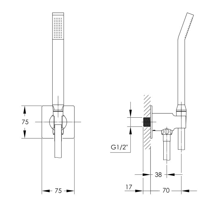 Душевая система Imprese SMART CLICK скрытого монтажа, термостат 3 функции, форма Q, хром