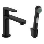 Змішувач для умивальника Hansgrohe REBRIS S 110, з гігієнічною лійкою, чорний матовий