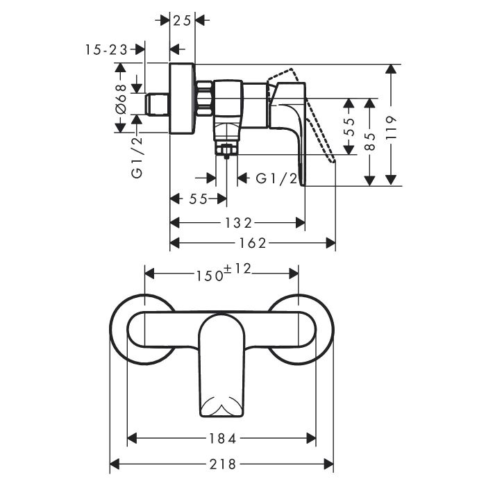 Змішувач для душу Hansgrohe REBRIS E, хром