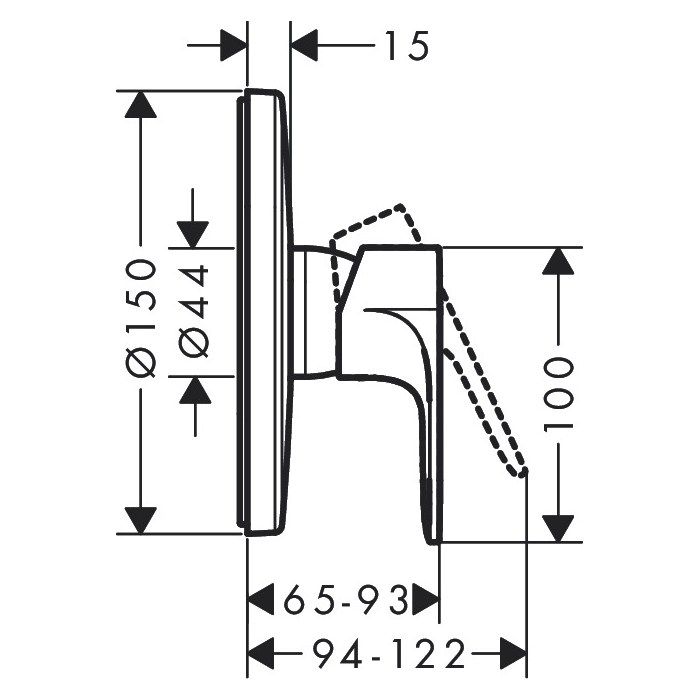 Змішувач для душу Hansgrohe REBRIS S прихованого монтажу, хром